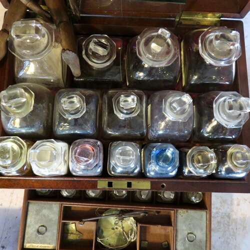 Victorian medical apothecary chest and contents