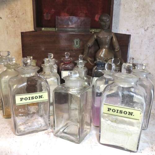 Victorian medical apothecary chest and contents