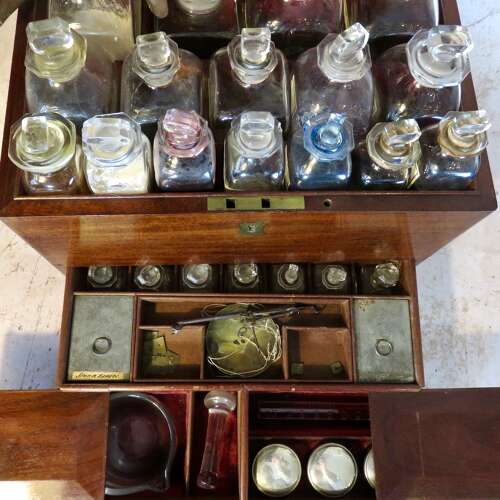 Victorian medical apothecary chest and contents