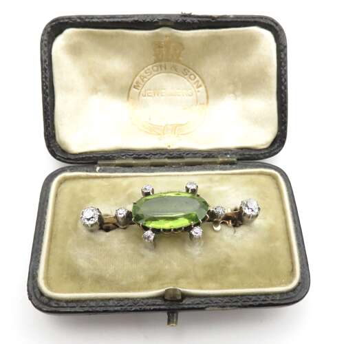 Fine Diamond and Peridot brooch
