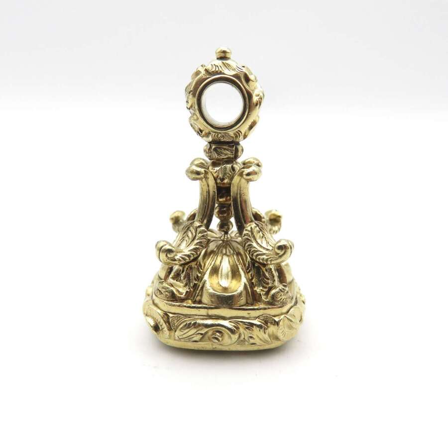 Large gilt fob with chalcedony