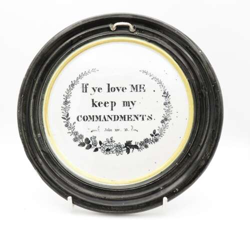 Black and gold Gateshead pottery religious plaque