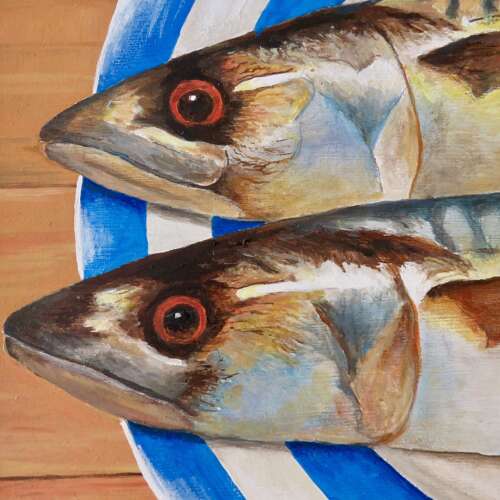 Jan Horn: two mackerel on a Cornish plate