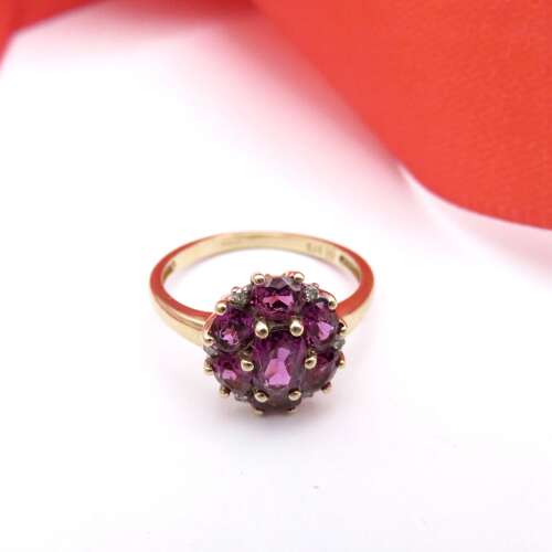 9ct Gold, Amethyst & Diamond Ring Size N