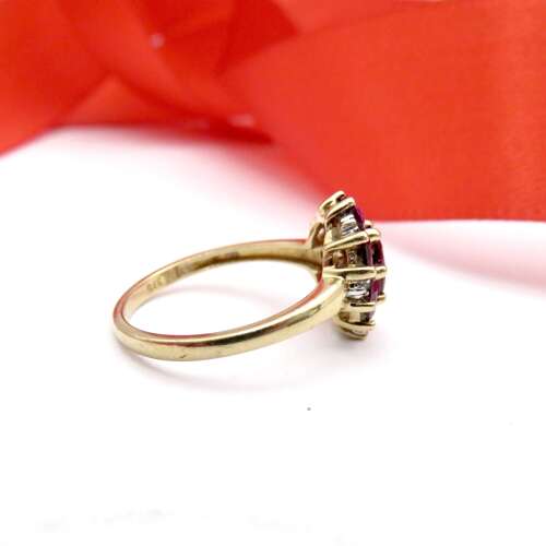 9ct Gold, Amethyst & Diamond Ring Size N