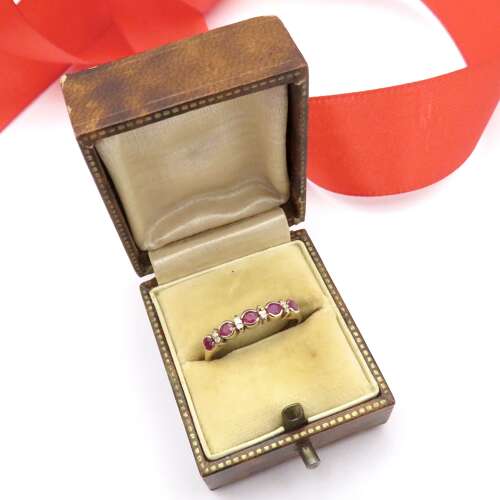 9ct gold, ruby and diamond ring, Size O