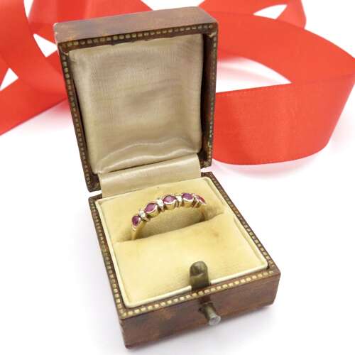 9ct gold, ruby and diamond ring, Size O