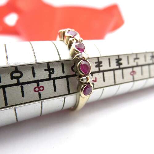 9ct gold, ruby and diamond ring, Size O