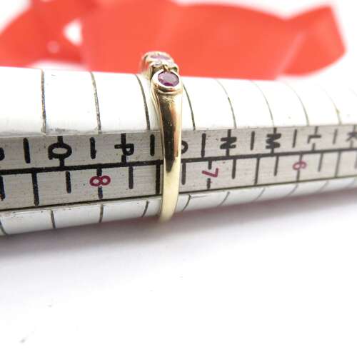9ct gold, ruby and diamond ring, Size O