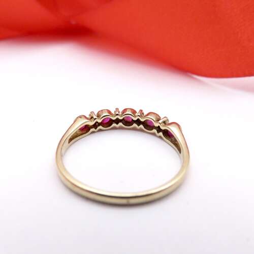 9ct gold, ruby and diamond ring, Size O