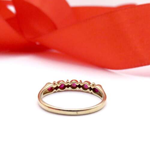 9ct gold, ruby and diamond ring, Size O
