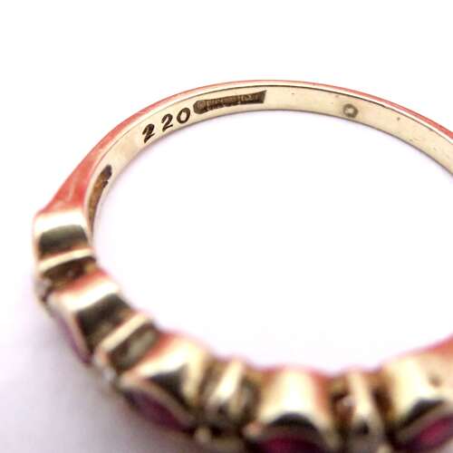 9ct gold, ruby and diamond ring, Size O