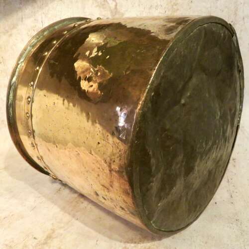 19thC riveted copper and brass bucket