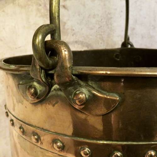 19thC riveted copper and brass bucket