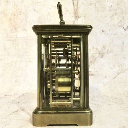 20thC brass carriage alarm clock by Mathew Norman