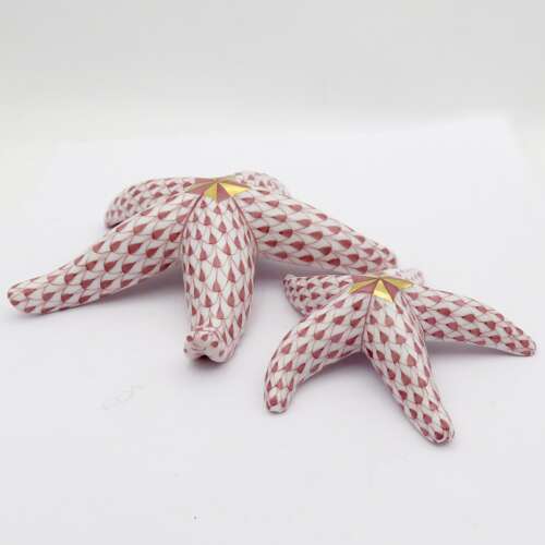Pair of Herend porcelain Starfish, Fishnet pattern 20thC