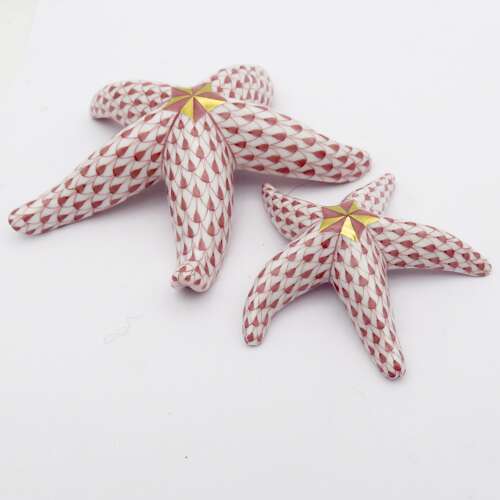 Pair of Herend porcelain Starfish, Fishnet pattern 20thC