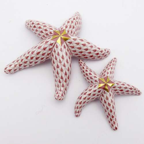 Pair of Herend porcelain Starfish, Fishnet pattern 20thC