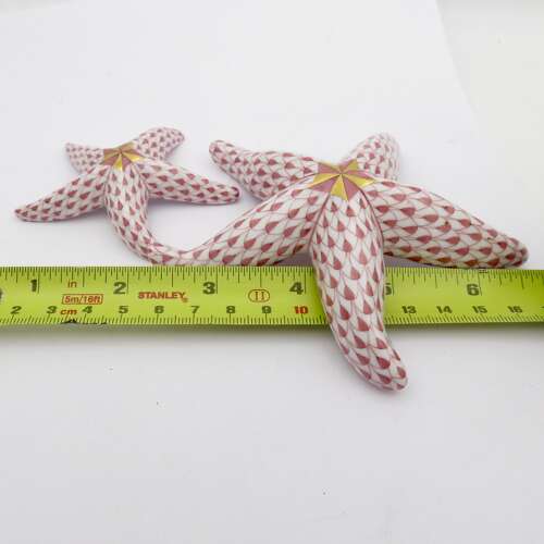 Pair of Herend porcelain Starfish, Fishnet pattern 20thC