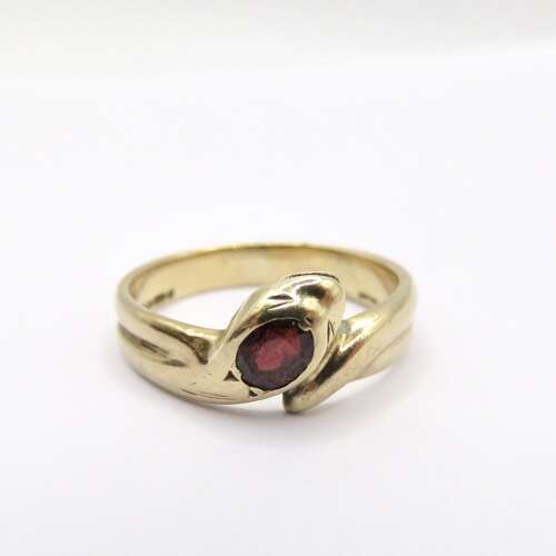 9ct gold garnet snake ring