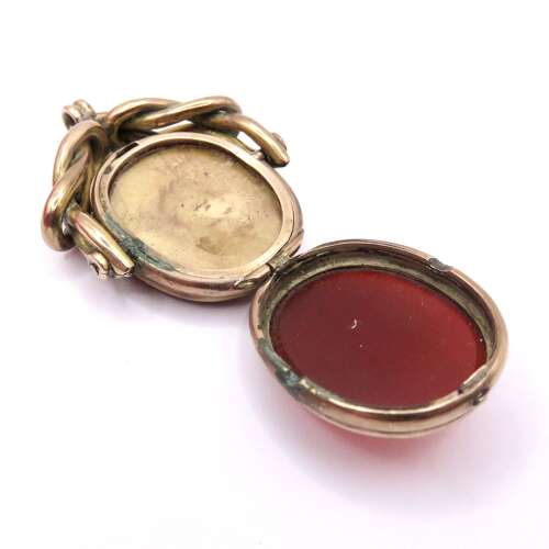 Gold Carnelian & Bloodstone fob photo locket