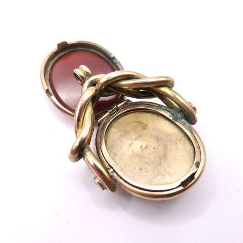 Gold Carnelian & Bloodstone fob photo locket