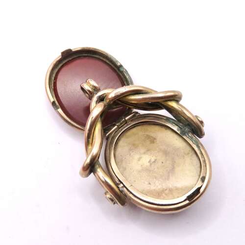 Gold Carnelian & Bloodstone fob photo locket