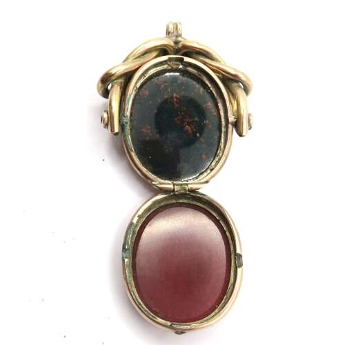 Gold Carnelian & Bloodstone fob photo locket
