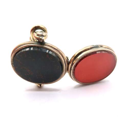 Gold Carnelian & Bloodstone fob photo locket