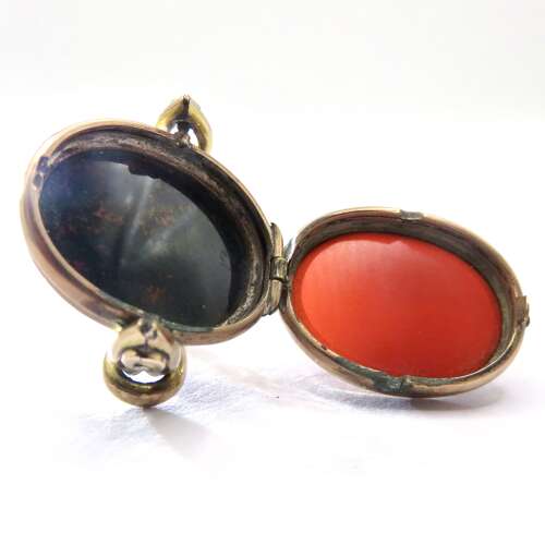 Gold Carnelian & Bloodstone fob photo locket