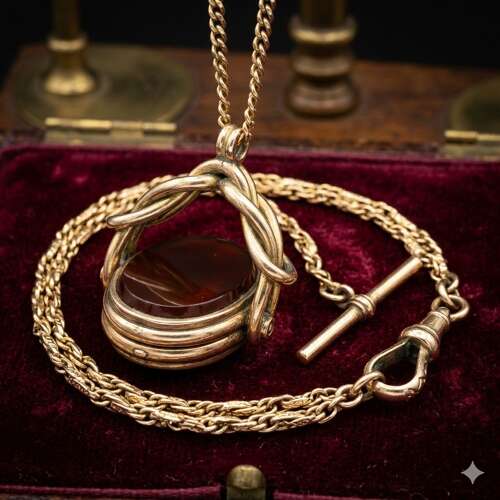 Gold Carnelian & Bloodstone fob photo locket