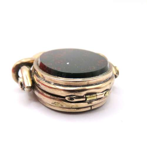 Gold Carnelian & Bloodstone fob photo locket