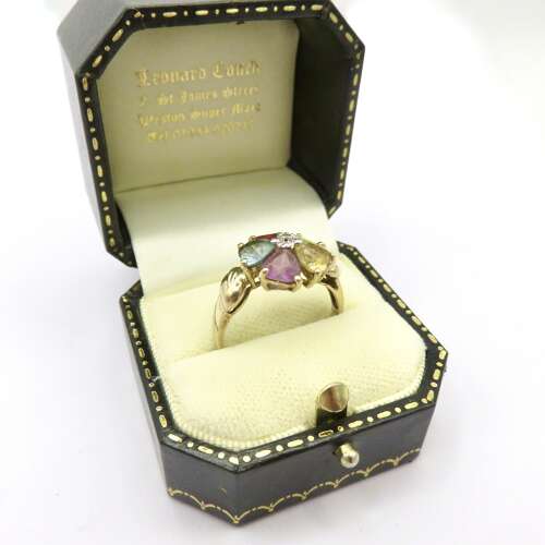 Vintage 9ct Gold Multi-Gem Flower Ring