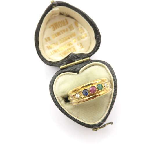 Classic 18ct Gold Rainbow Gemstone Ring – Emerald, Ruby, Sapphire & Diamond