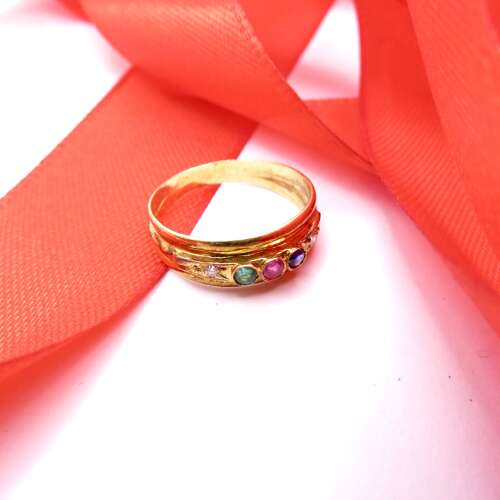 Classic 18ct Gold Rainbow Gemstone Ring – Emerald, Ruby, Sapphire & Diamond