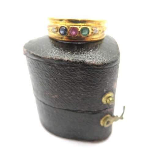 Classic 18ct Gold Rainbow Gemstone Ring – Emerald, Ruby, Sapphire & Diamond