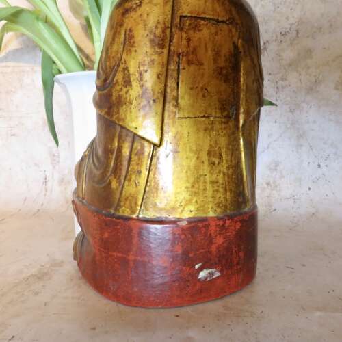 Chinese carved gilt-lacquer wood Buddha