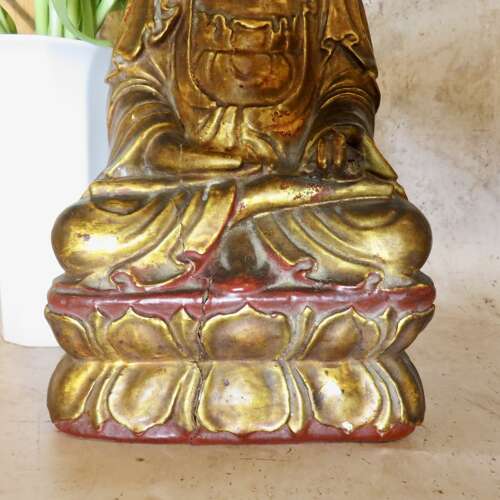 Chinese carved gilt-lacquer wood Buddha