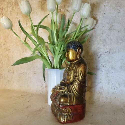 Chinese carved gilt-lacquer wood Buddha