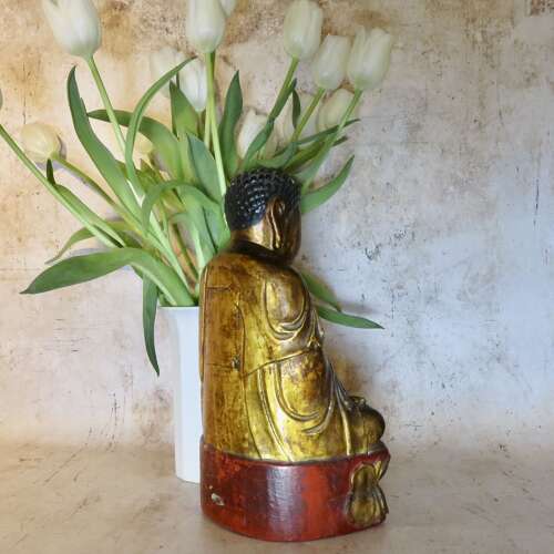 Chinese carved gilt-lacquer wood Buddha
