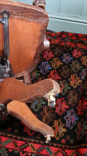 Antique Edwardian swivel desk chair by Angus, London