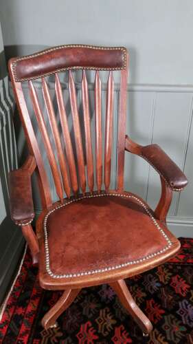 Antique Edwardian swivel desk chair by Angus, London