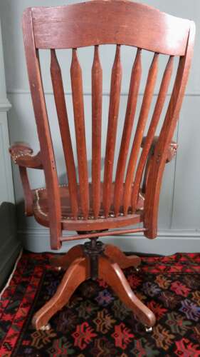 Antique Edwardian swivel desk chair by Angus, London