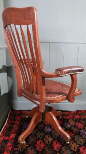 Antique Edwardian swivel desk chair by Angus, London