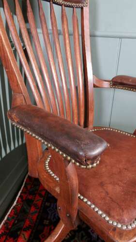 Antique Edwardian swivel desk chair by Angus, London