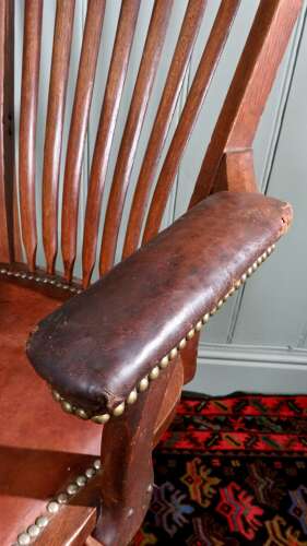Antique Edwardian swivel desk chair by Angus, London