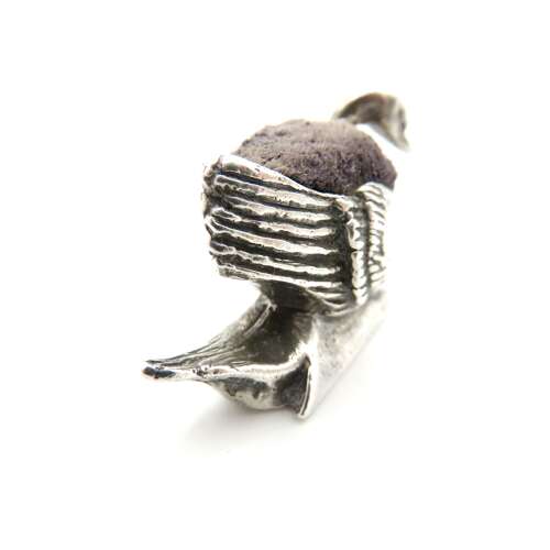 Vintage sterling silver swan pin cushion London 1970