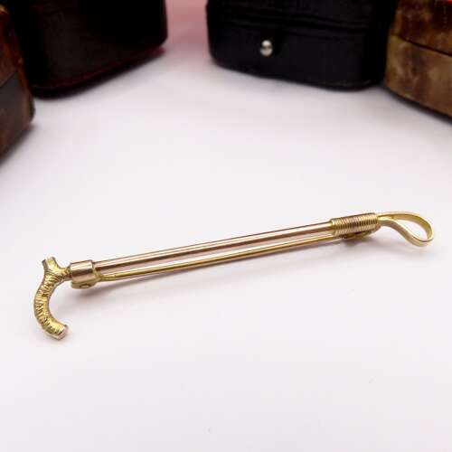 Antique 9ct gold riding crop tie or stock pin