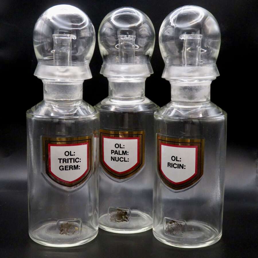 Set of 3 RPS vintage apothecary jars with lids