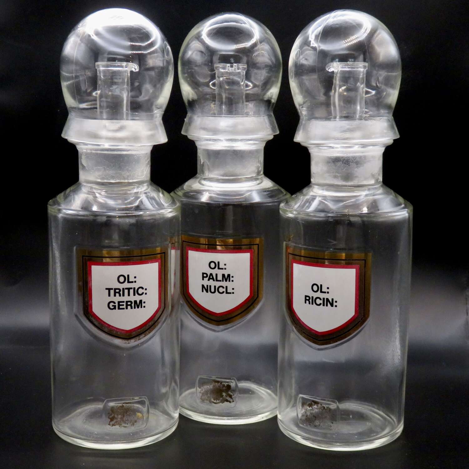 Set of 3 RPS vintage apothecary jars with lids